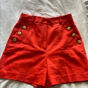 Zara Red High Waist Shorts Tailored Design